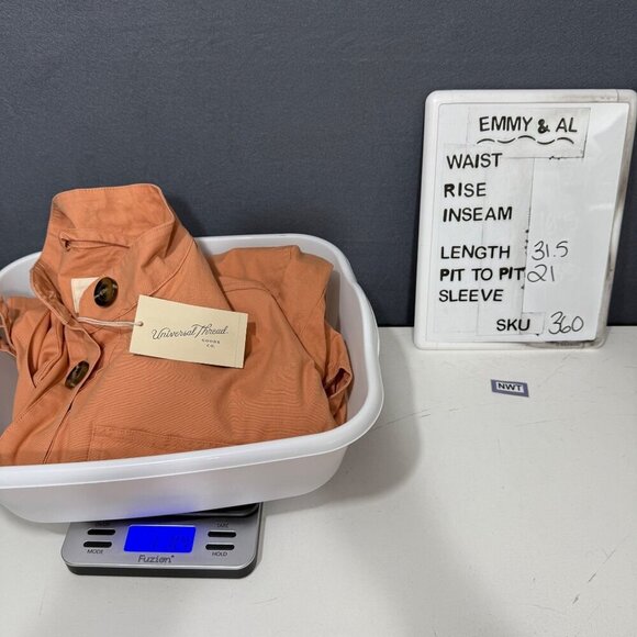 Universal Thread Womens Button Up Utility Jacket Size M Coral Tie Waist NEW - Picture 9 of 12